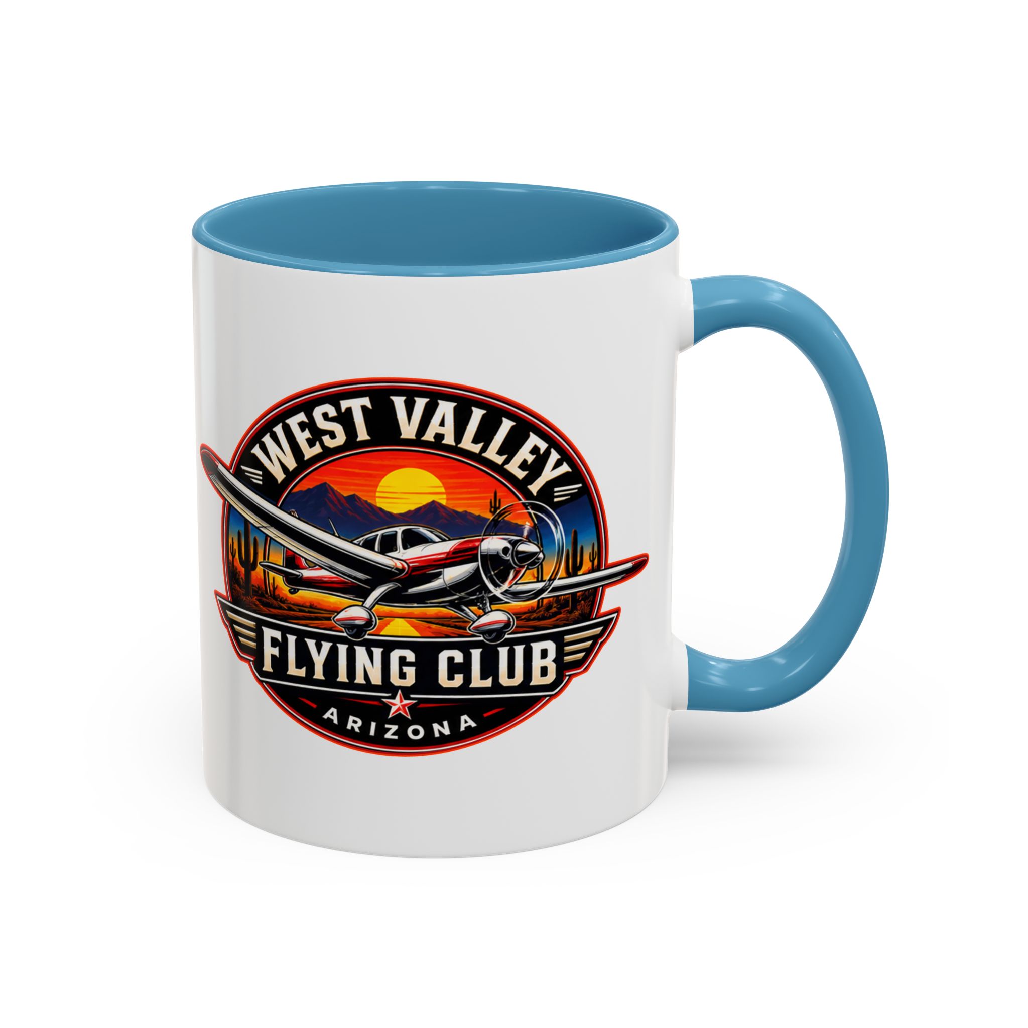 West Valley Flying Club Accent Coffee Mug — Arizona Aviation Logo (11/15oz)