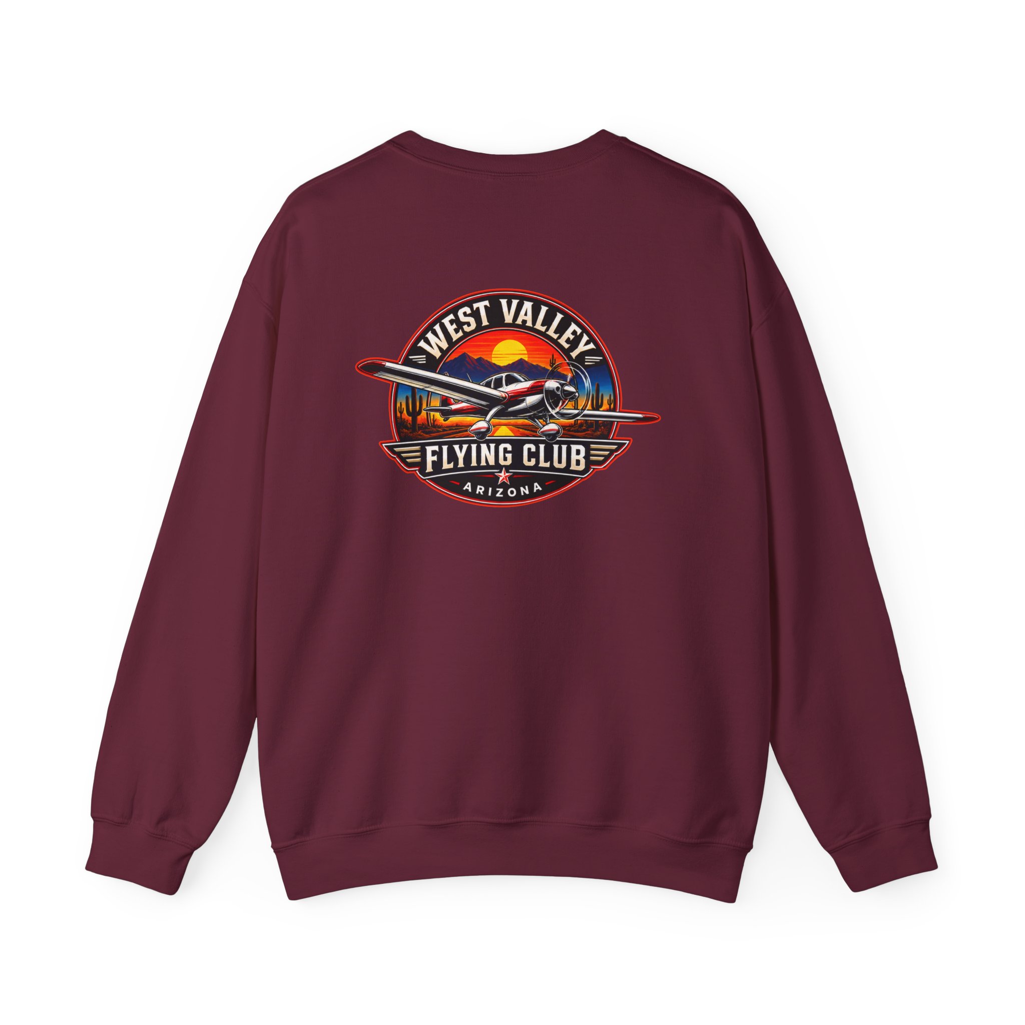 West Valley Flying Club Crewneck Sweatshirt — Vintage Airplane Logo - Image 2