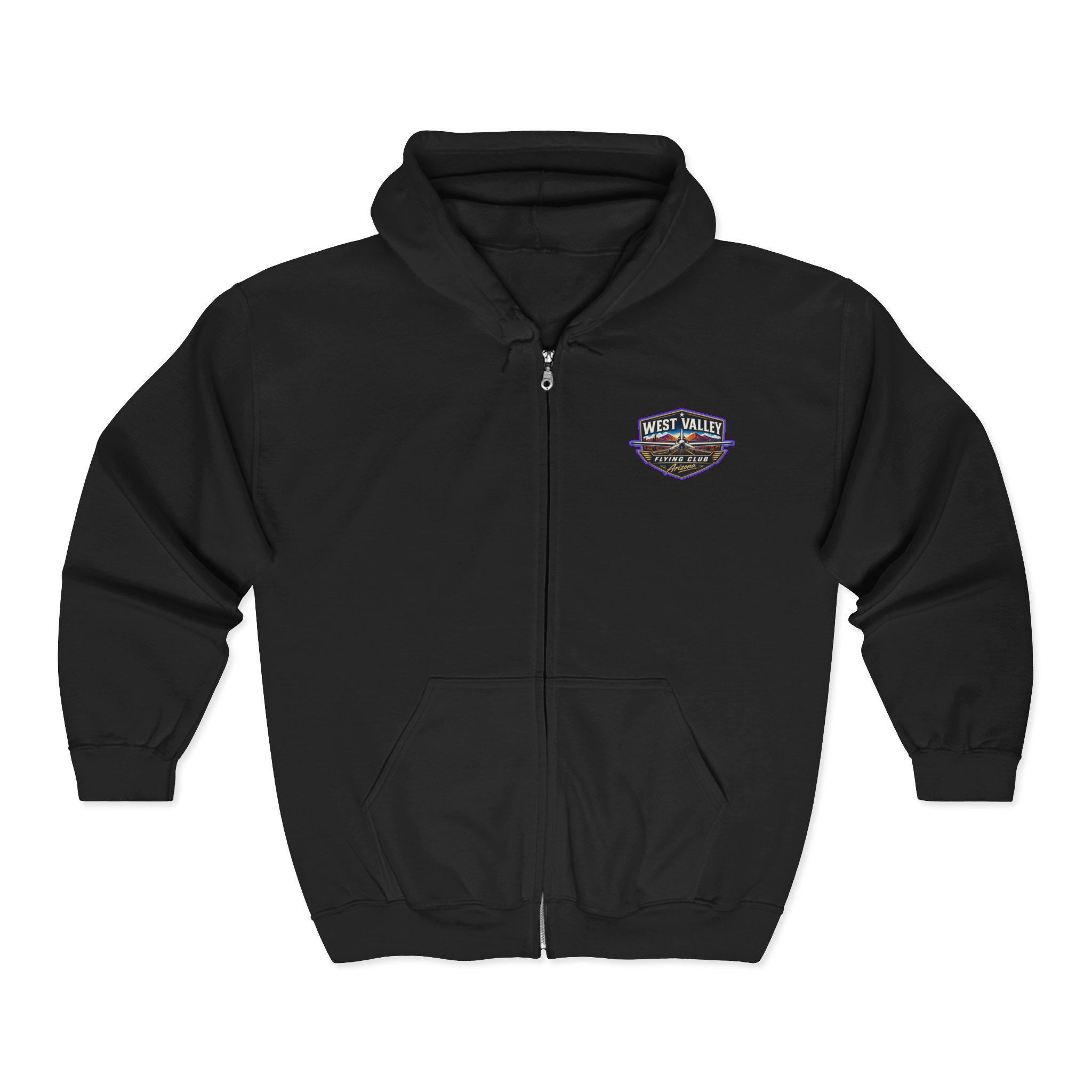 West Valley Flying Club Full-Zip Hoodie — Vintage Aviation Logo Jacket - Image 3