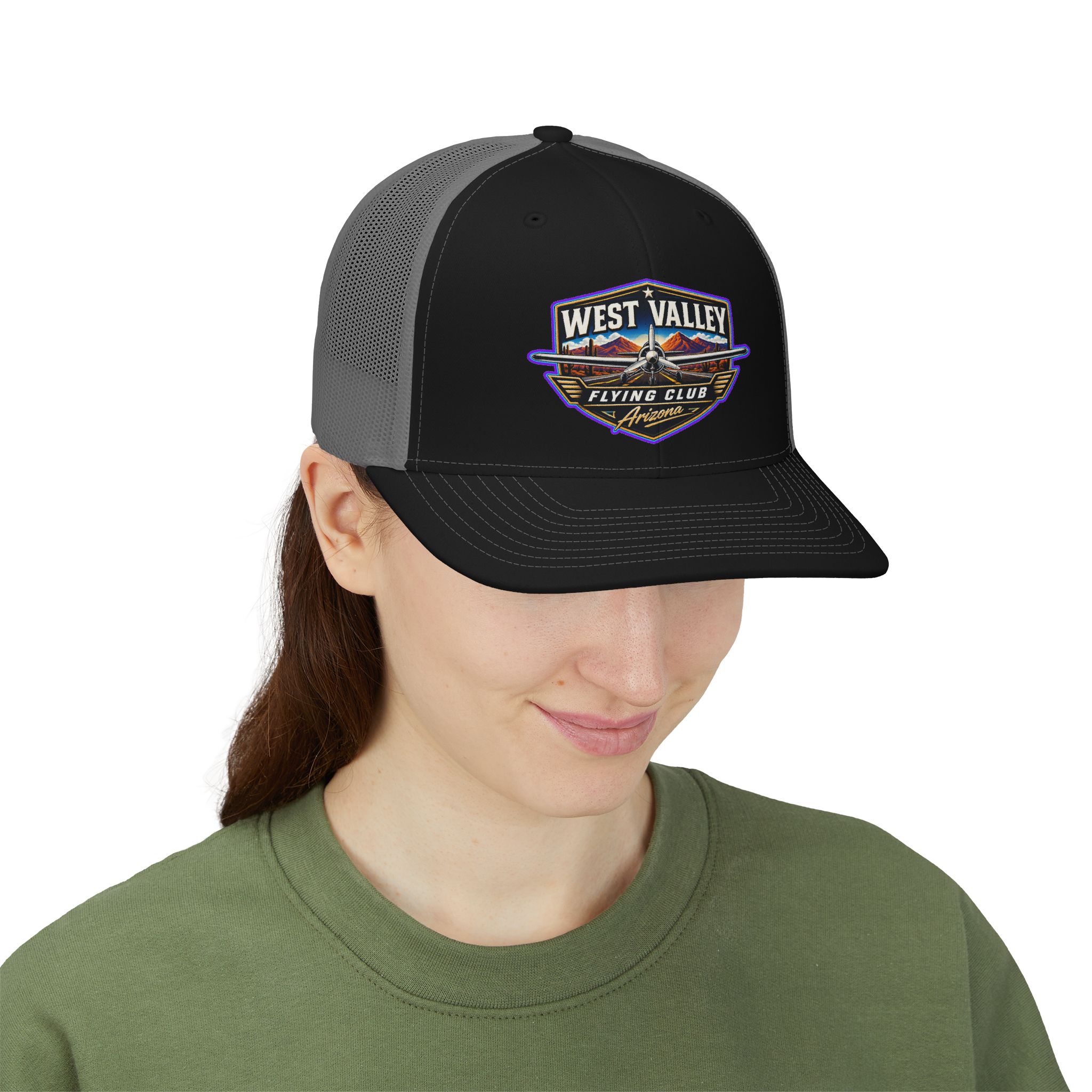 West Valley Flying Club Trucker Cap — Vintage Aviation Snapback Hat - Image 12