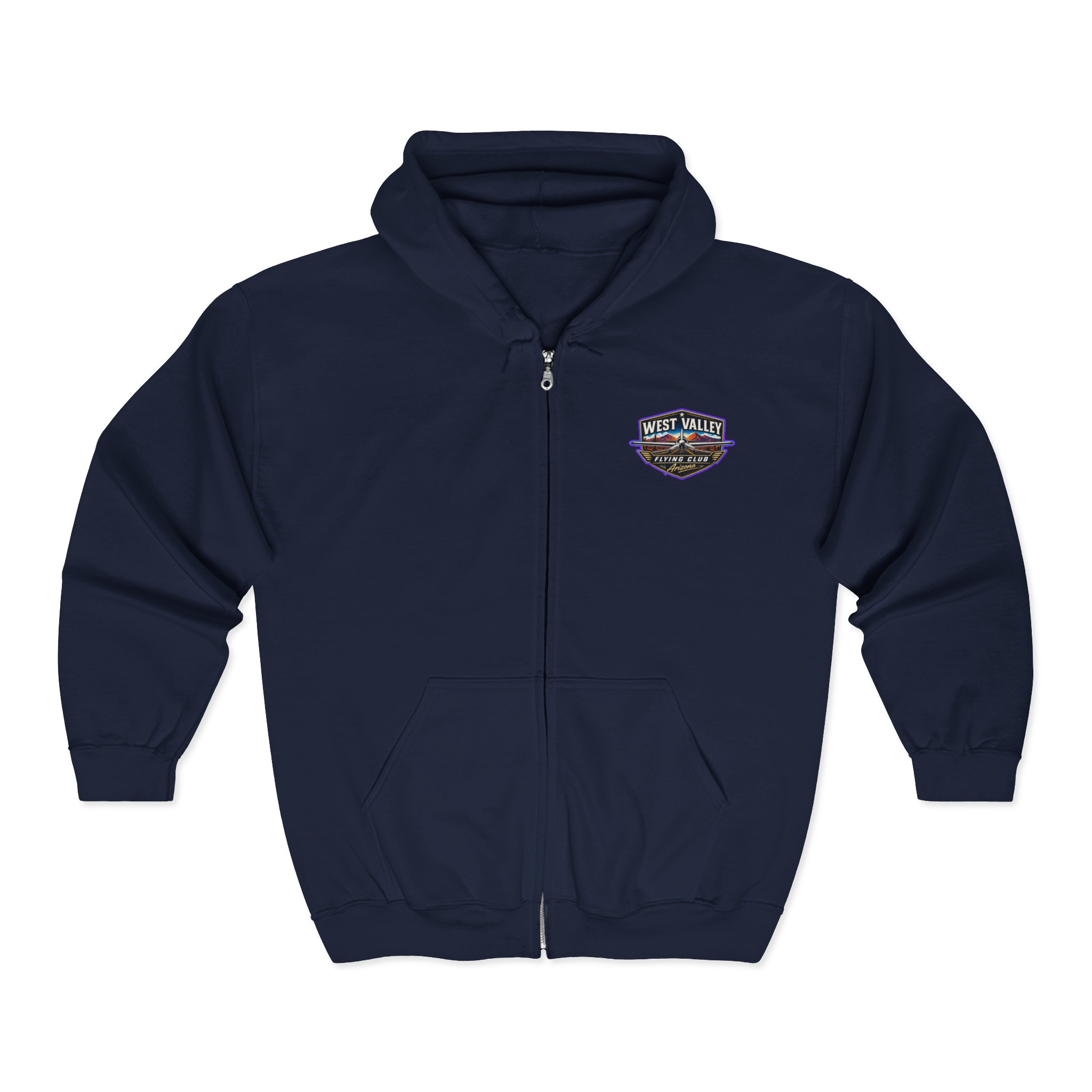 West Valley Flying Club Full-Zip Hoodie — Vintage Aviation Logo Jacket