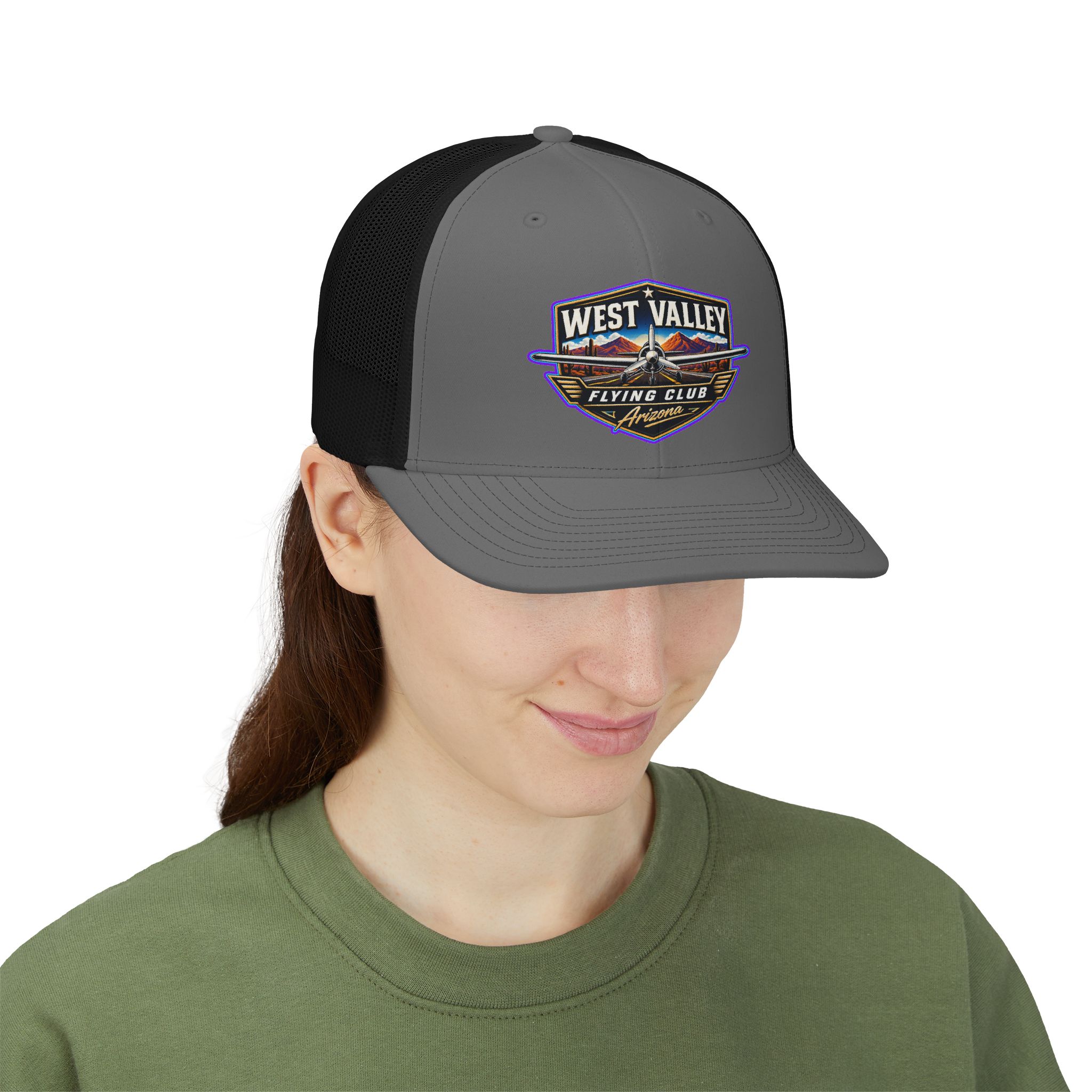 West Valley Flying Club Trucker Cap — Vintage Aviation Snapback Hat - Image 4