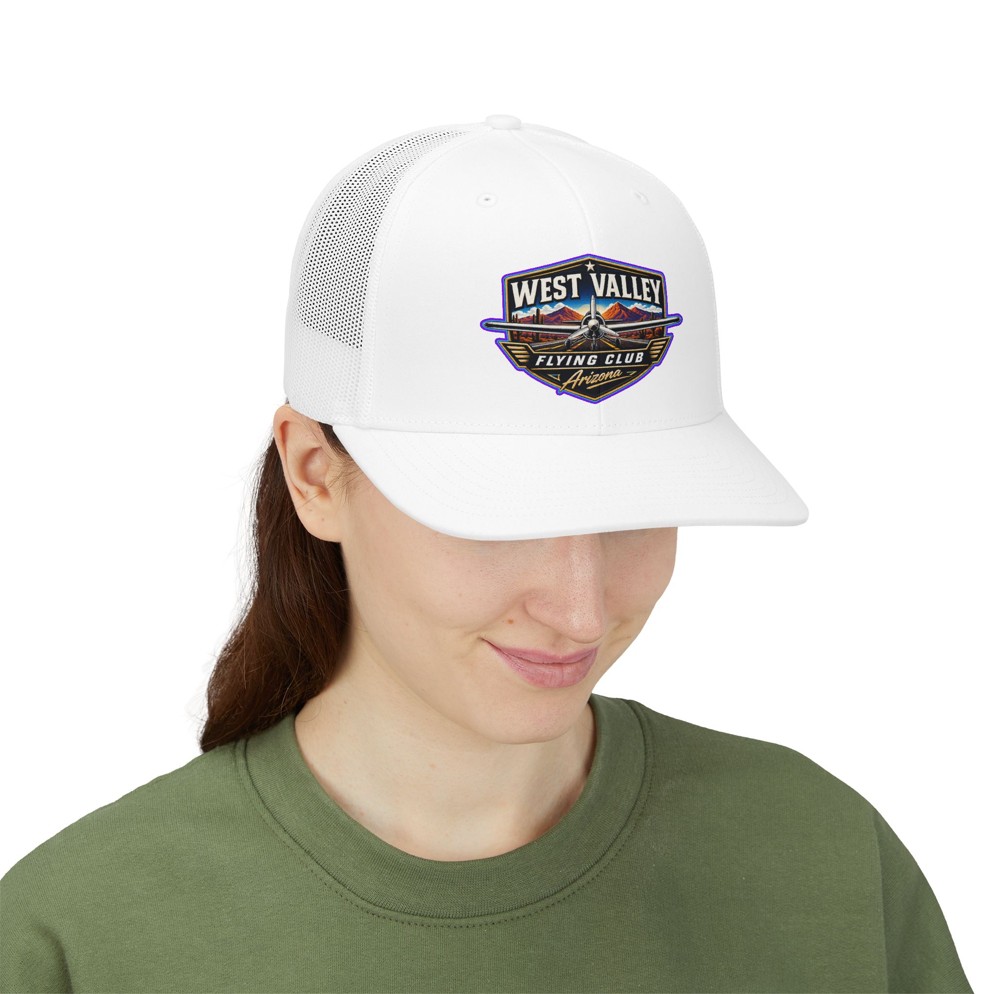 West Valley Flying Club Trucker Cap — Vintage Aviation Snapback Hat - Image 8