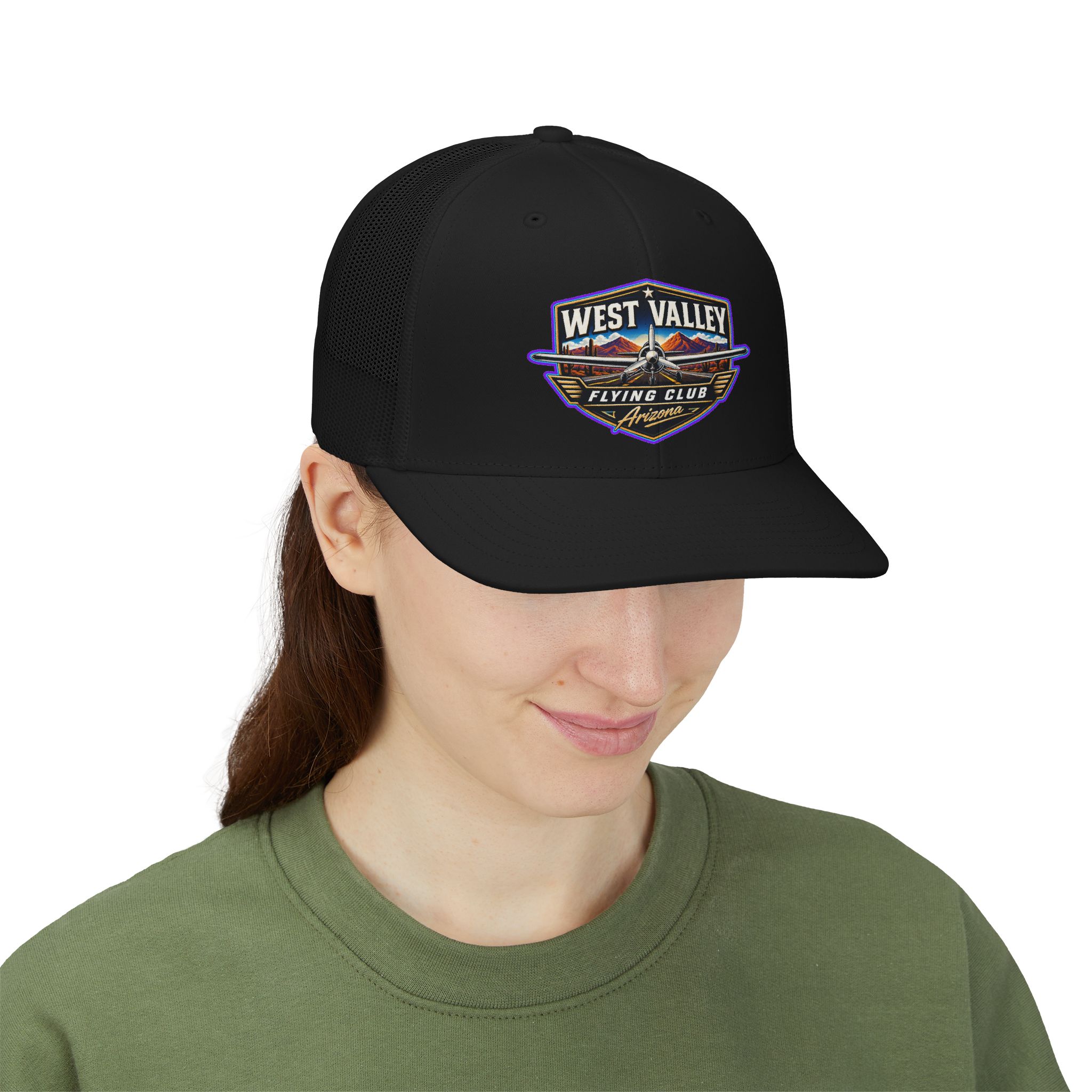 West Valley Flying Club Trucker Cap — Vintage Aviation Snapback Hat - Image 16