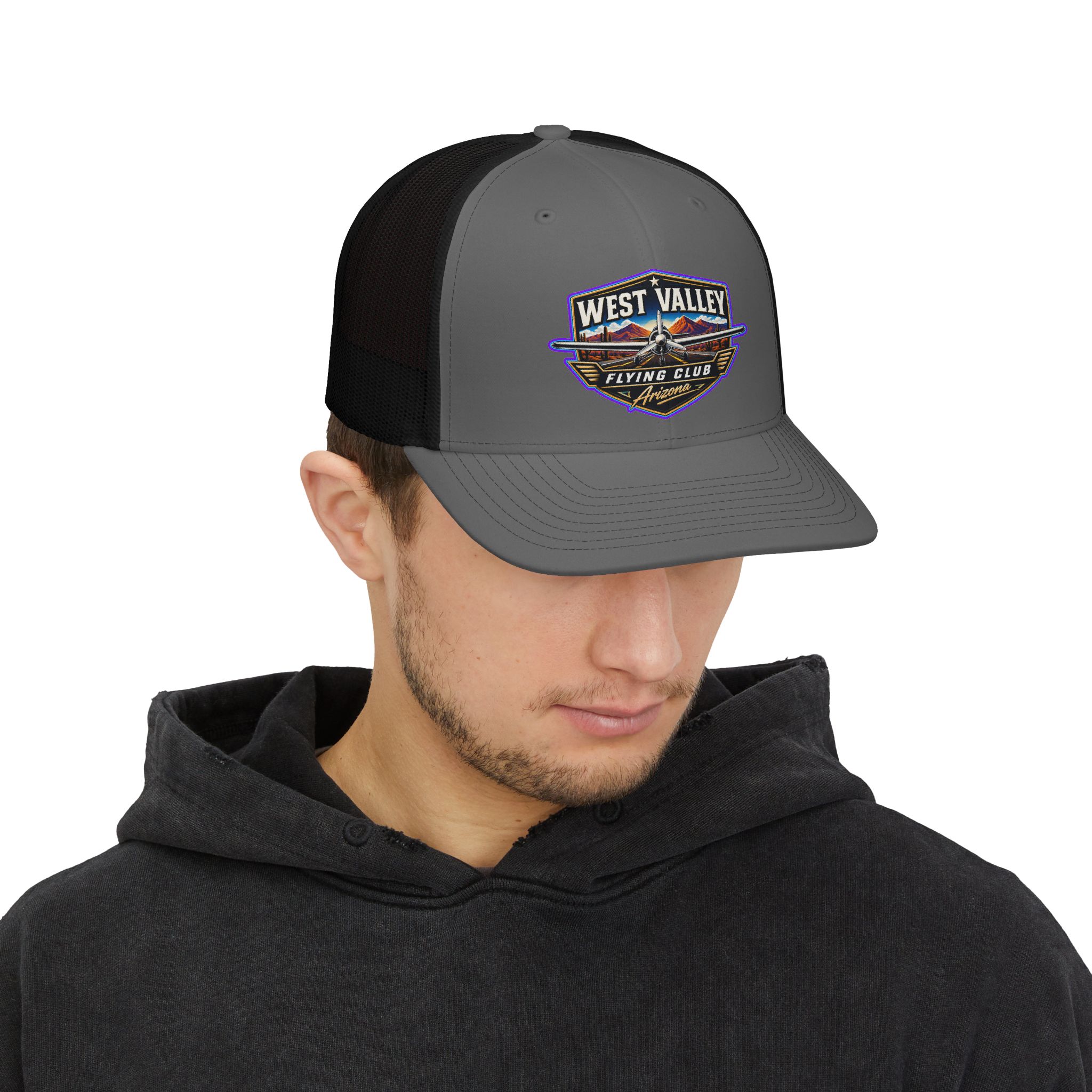 West Valley Flying Club Trucker Cap — Vintage Aviation Snapback Hat - Image 3